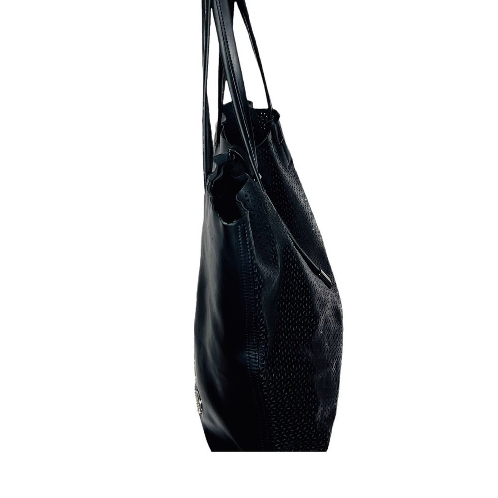 Vince Camuto Leila Perforated Leather Shopper Tote Bag Black 18.5โ x 12.5โ EUC - Picture 7 of 12